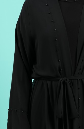 Büyük Beden Elbise Abaya İkili Takım 8007A-01 Siyah