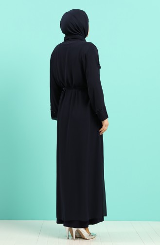 Plus Size Dress Abaya Double Suit 8007a-03 Navy Blue 8007A-03