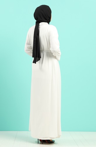 Büyük Beden Elbise Abaya İkili Takım 8007A-04 Beyaz