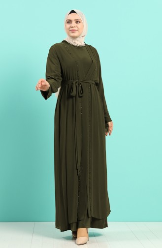 Plus Size Dress Abaya Double Suit 8007A-05 Khaki 8007A-05
