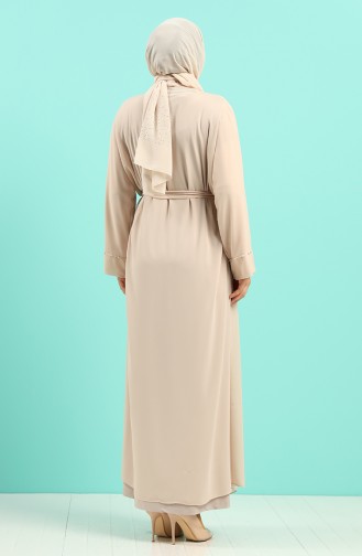 Plus Size Dress Abaya Double Suit 8007a-06 Beige 8007A-06