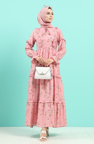Beige-Rose Hijab-Abendkleider 8068-01