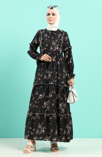Black Hijab Evening Dress 8068-02
