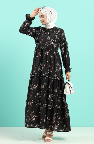 Black Hijab Evening Dress 8068-02