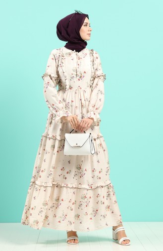 Naturfarbe Hijab-Abendkleider 8068-04