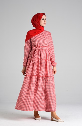 Rot Hijab Kleider 4605-03