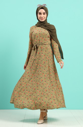 Hellkhaki grün Hijab Kleider 20Y3034302-07