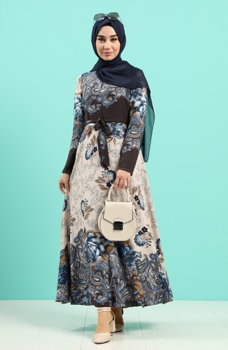 Navy Blue Hijab Dress 20Y3034302-13