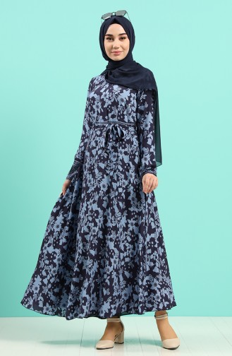 Dunkelblau Hijab Kleider 20Y3034302-19