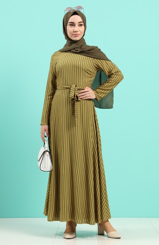 Viscose Striped Dress 20y3034302-24 Green 20Y3034302-24