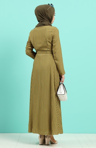 Viscose Striped Dress 20y3034302-24 Green 20Y3034302-24