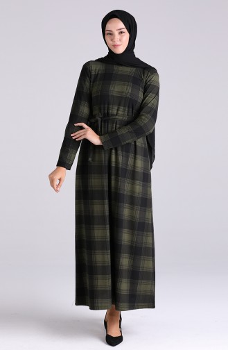 Pattern Belted Dress 5708v-01 Green 5708V-01