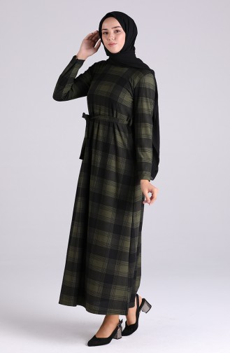 Grün Hijab Kleider 5708V-01