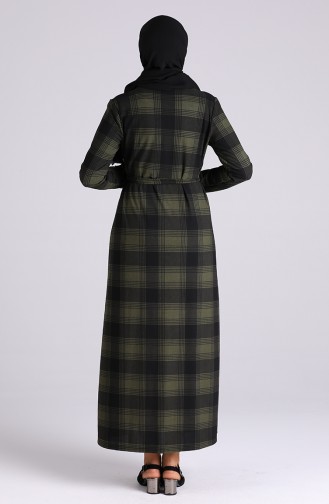 Pattern Belted Dress 5708v-01 Green 5708V-01