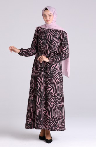 Beige-Rose Hijab Kleider 5873-04