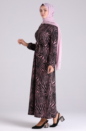 Beige-Rose Hijab Kleider 5873-04