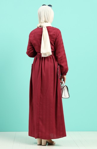 Claret Red Hijab Dress 8005-01