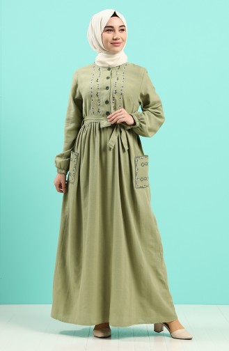 Khaki Hijab Kleider 8005-02