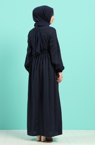 Dunkelblau Hijab Kleider 8005-03