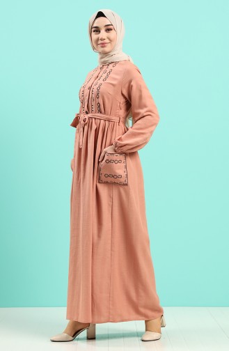 فستان زهري باهت 8005-04