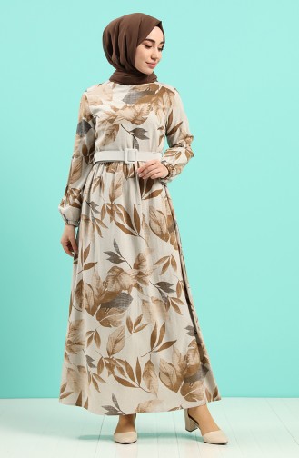 Brown Hijab Dress 8087-01
