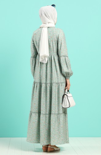 Green Almond Hijab Dress 8089-03
