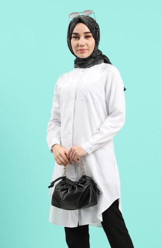 Mandarin Collar Pocket Tunic 2515-04 white 2515-04