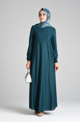 Elastic Sleeve Dress 1907-01 Emerald Green 1907-01