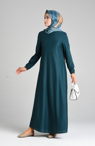 Elastic Sleeve Dress 1907-01 Emerald Green 1907-01