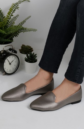 Silver Gray Woman Flat Shoe 0121-14