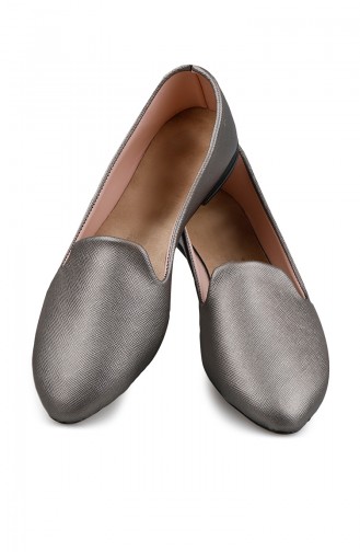 Silver Gray Women`s Flats 0121-14