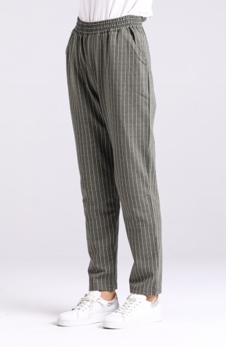 Striped Straight-leg Trousers 3100-02 Khaki 3100-02