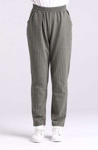 Striped Straight-leg Trousers 3100-02 Khaki 3100-02