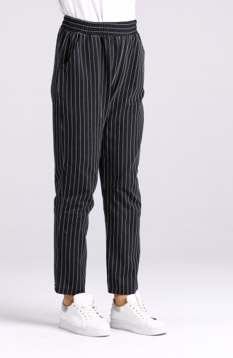 Striped Straight-leg Trousers 3100-05 Black 3100-05