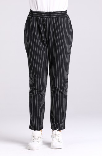 Striped Straight-leg Trousers 3100-05 Black 3100-05