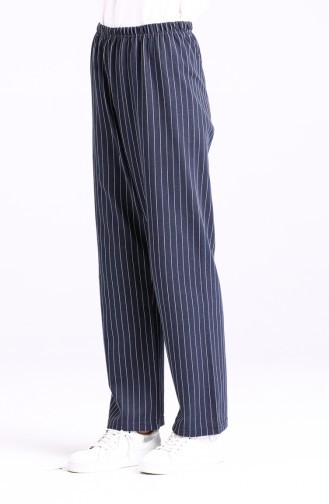 Striped Wide Leg Pants 3300-01 Navy Blue 3300-01