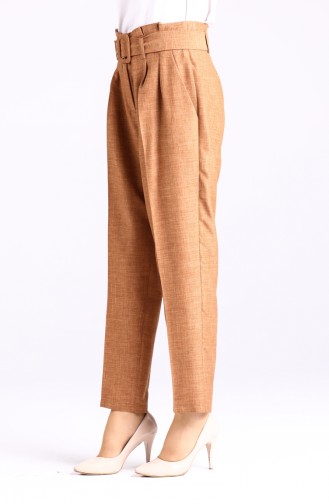Belted Straight Leg Trousers 1123-04 Tobacco 1123-04