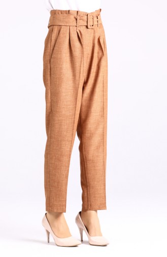 Belted Straight Leg Trousers 1123-04 Tobacco 1123-04