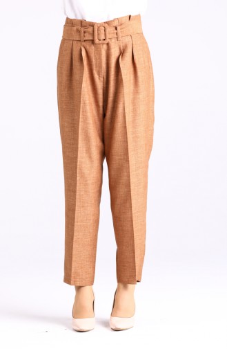 Belted Straight Leg Trousers 1123-04 Tobacco 1123-04