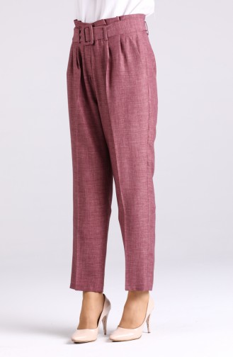 Belted Straight-leg Trousers 1123-06 Dry Rose 1123-06