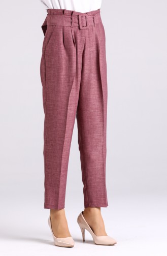Belted Straight-leg Trousers 1123-06 Dry Rose 1123-06