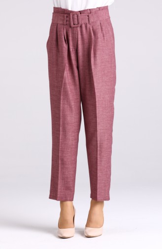 Belted Straight-leg Trousers 1123-06 Dry Rose 1123-06