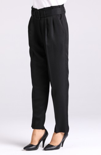 Belted Straight Leg Pants 1123-07 Black 1123-07