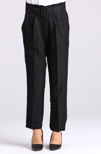 Belted Straight Leg Pants 1123-07 Black 1123-07