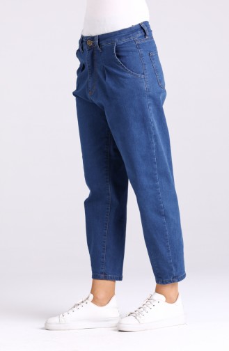Mom Jeans with Pockets 5010-02 Navy Blue 5010-02