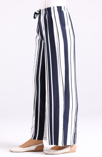 Striped wide Leg Trousers 20011-01 Navy Blue White 20011-01