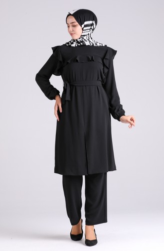 Belted Tunic Trousers Double Suit 2117-01 Black 2117-01
