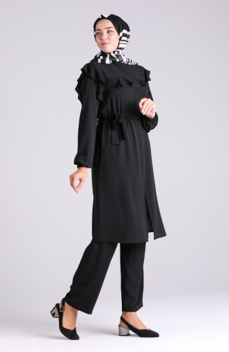 Belted Tunic Trousers Double Suit 2117-01 Black 2117-01