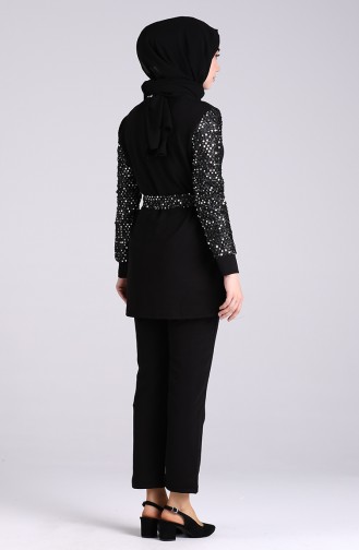 Sequin Tunic Trousers Double Suit 3055-01 Black 3055-01