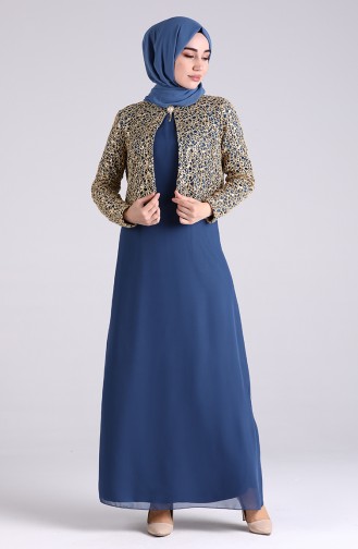 Indigo Hijab Evening Dress 2943-01